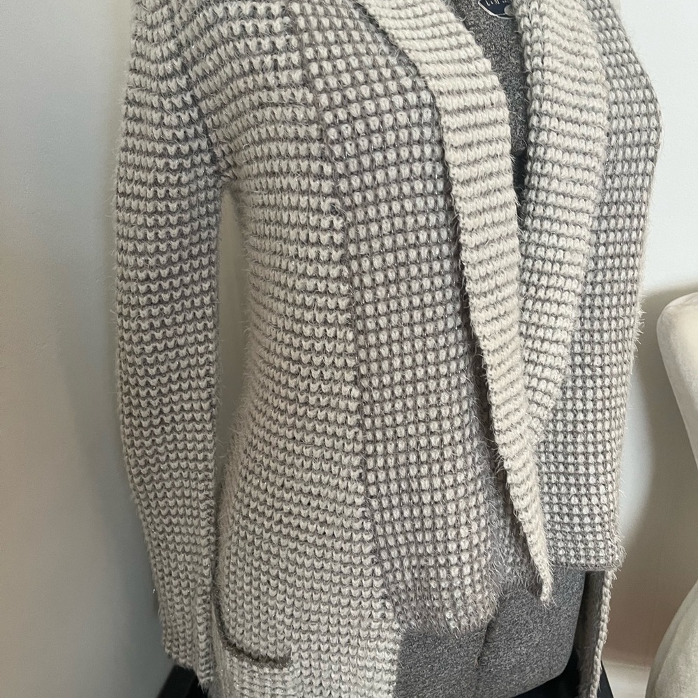 princess vera wang Chunky Knit Open Cardigan in Heather Gray - Picture 5 of 8
